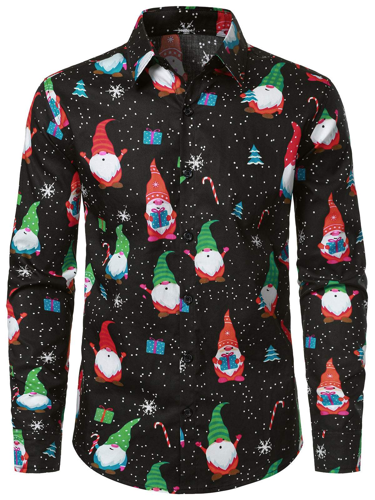 Men's Funny Christmas Gnome Long Sleeve Shirt