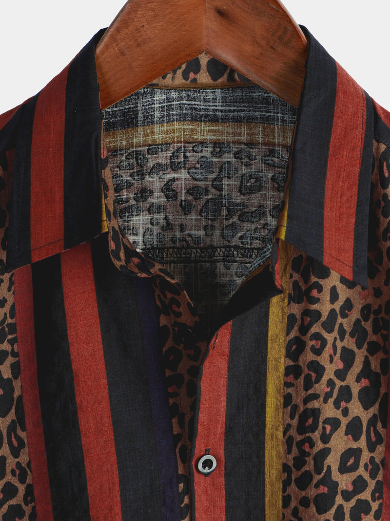 leopard button up mens