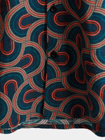 Men's Geometric Art Print Cotton Button Up Summer Short Sleeve Shirt
