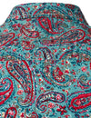 Men's Paisley Vintage Green Cotton Retro 70s Short Sleeve Beach Holiday Button Up Dress Shirt