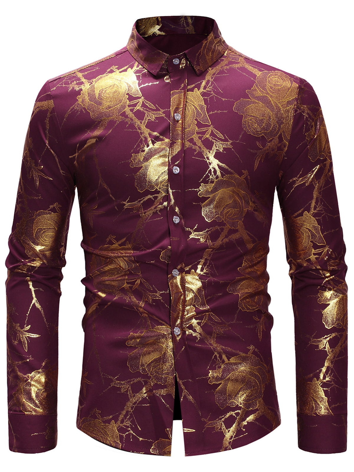 Men's Floral Print Long Sleeve Shirt
