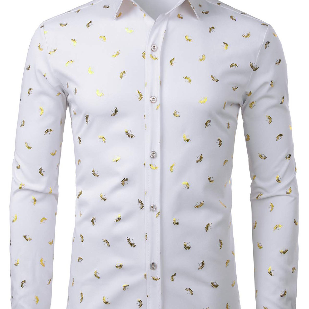 Men's Long Sleeve Regular Fit Casual Floral Print Shirt