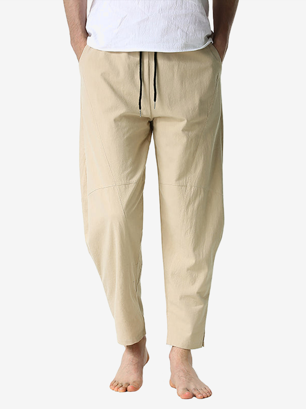 Men's Cotton Loose Casual Lightweight Elastic Waist Pants