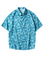 Men's Summer Tropical Floral Beach Holiday Pocket Short Sleeve Casual Shirt