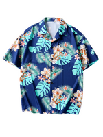Men's Cool Tropical Floral Print Pocket Cuban Collar Short Sleeve Shirt
