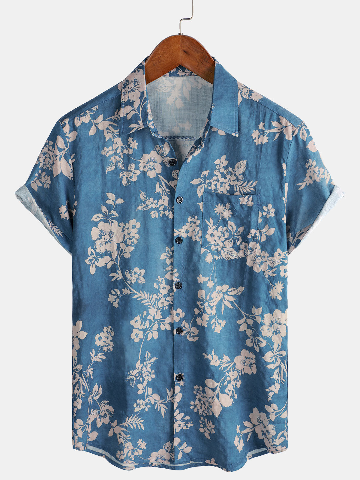 Men's Summer Cotton Floral Short Sleeve Resort Beach Shirt