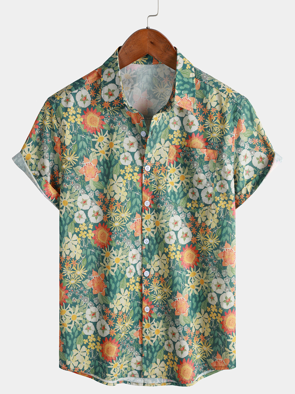 Men’s Summer Floral Short Sleeve Lightweight Tropical Casual Shirt