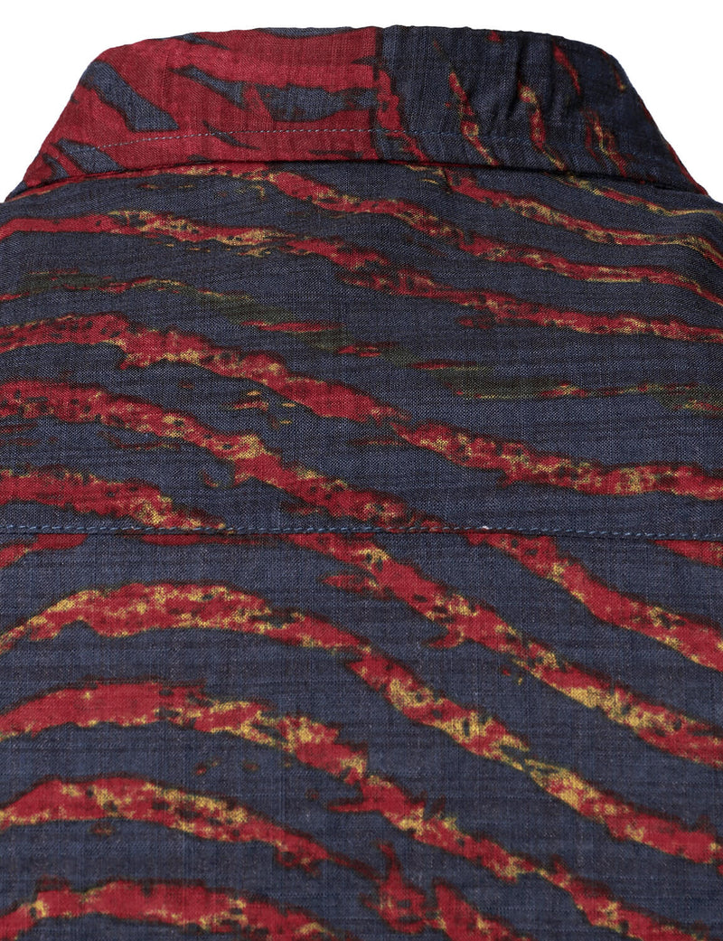 Men's Vintage Cotton Art Holiday Retro 70s Short Sleeve Summer Button Up Red Shirt