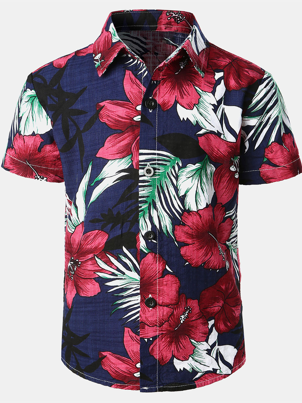 Children's Hawaiian Floral Print Tropical Aloha Holiday Summer Beach Short Sleeve Shirt