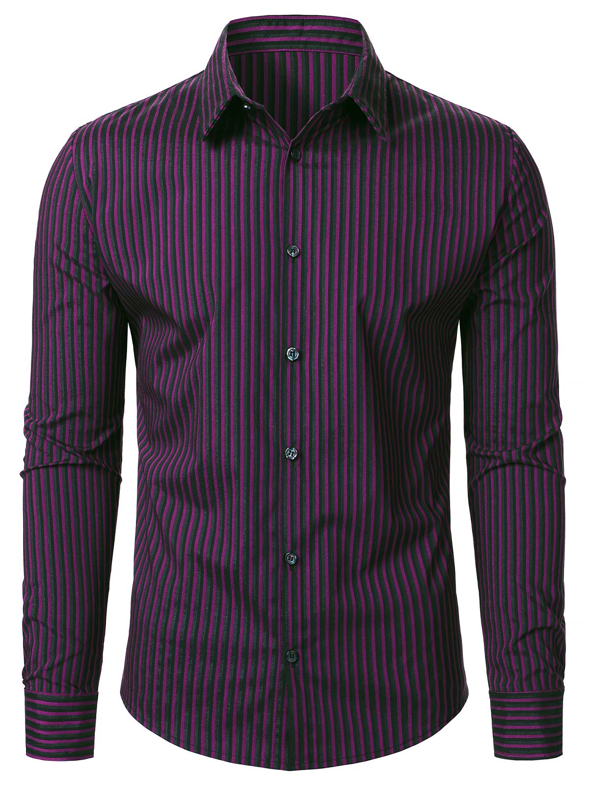 Men's Striped Long Sleeve Textured Wrinkle-Free Shirts