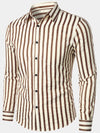 Men's Casual Striped Pocket Button Up Breathable Long Sleeve Shirt