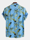 Men's Holiday Pineapple Short Sleeve Pocket Shirt