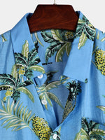 Men's Holiday Pineapple Short Sleeve Pocket Shirt
