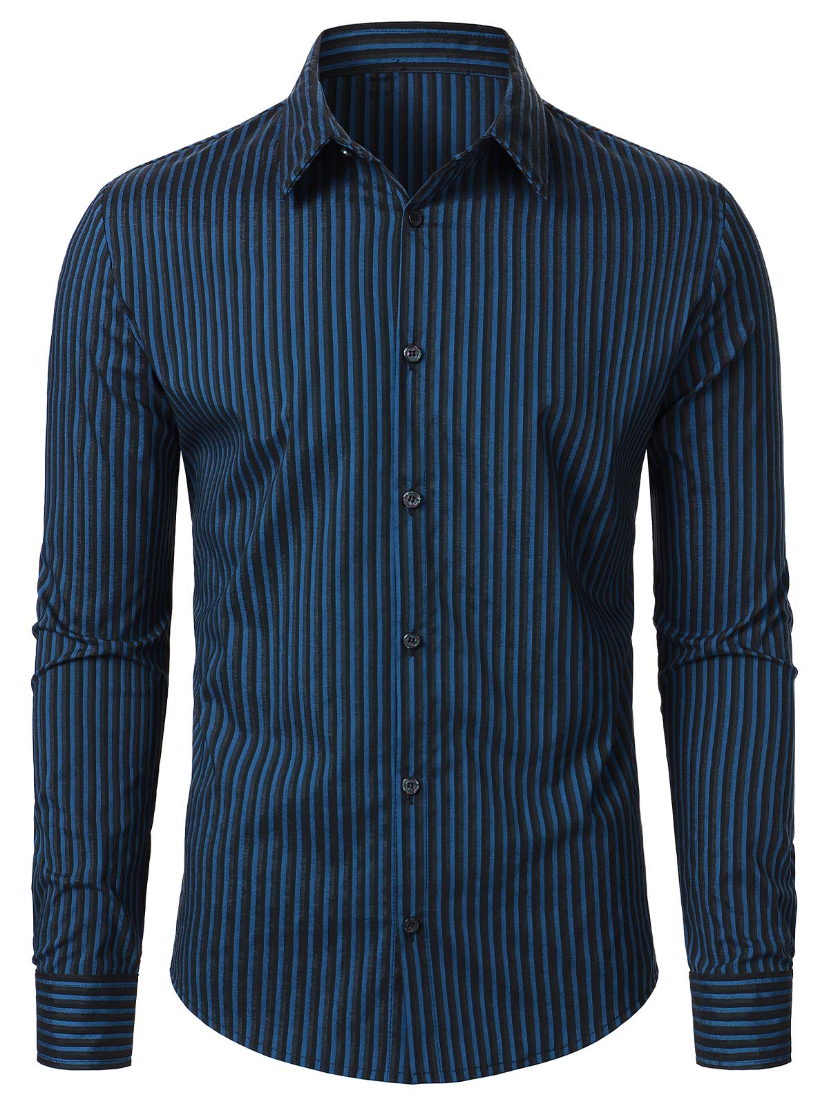 Men's Striped Textured Wrinkle-Free Long Sleeve Shirts