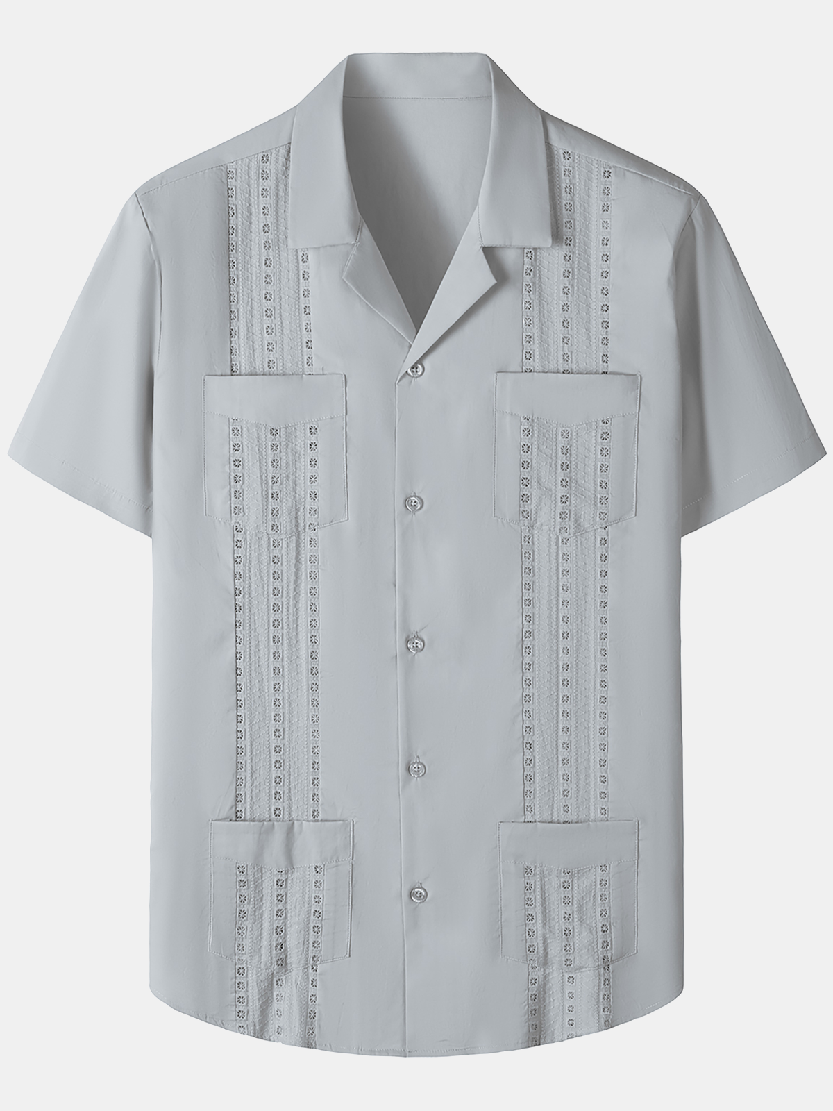 Men's Guayabera Cuban Short Sleeve Casual Button Beach Shirt