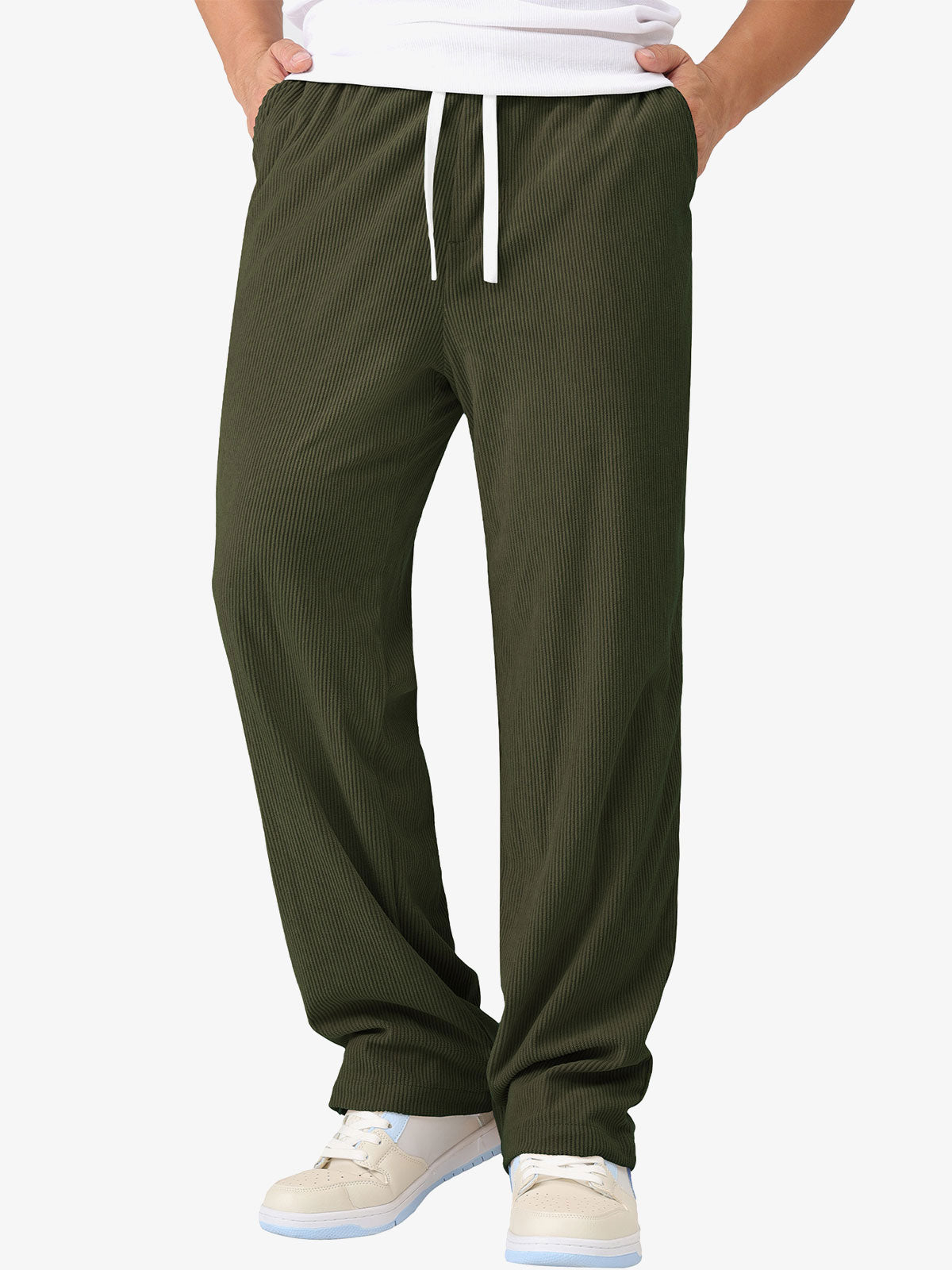 Men's Casual Elastic Waist Drawstring Corduroy Pants
