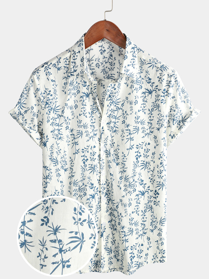Men's Cotton Button Up Summer Short Sleeve Shirt