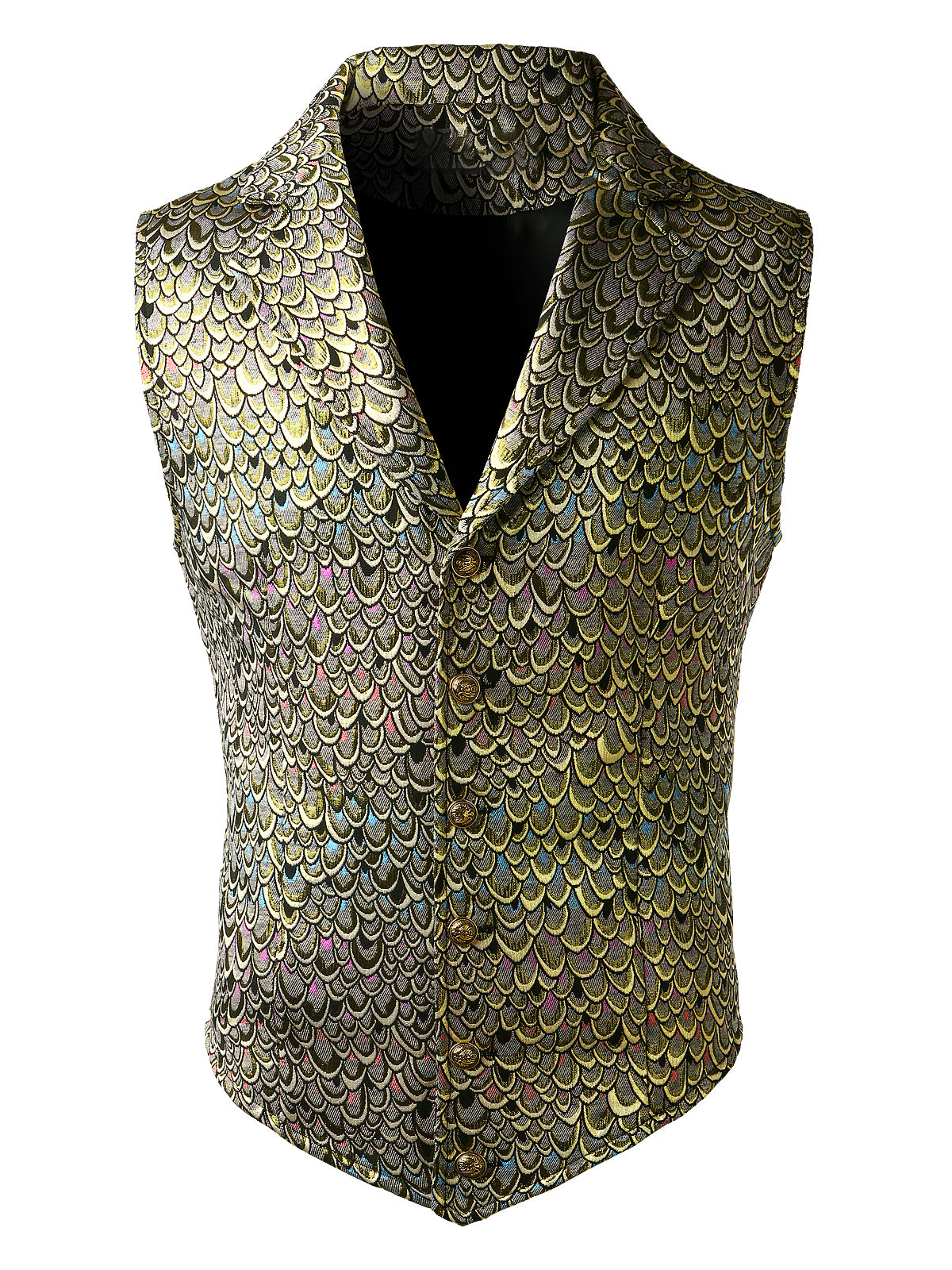 Men's Victorian Waistcoat Shiny Suit Vest Steampunk Gothic Golden Waistcoat