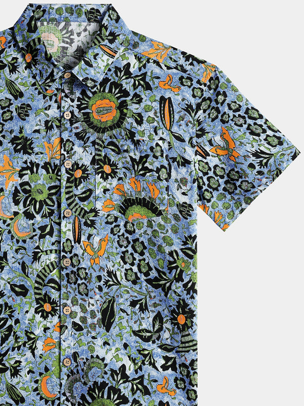 Men’s Boho Floral Short Sleeve Breathable Cool Casual Vacation Shirt
