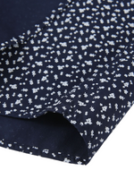 Men's Floral Print Navy Blue Button Up Long Sleeve Dress Shirt