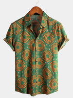 Bundle Of 4 | Men's Retro Beach Hawaiian Holiday Button Up Blue Short Sleeve Floral Shirts