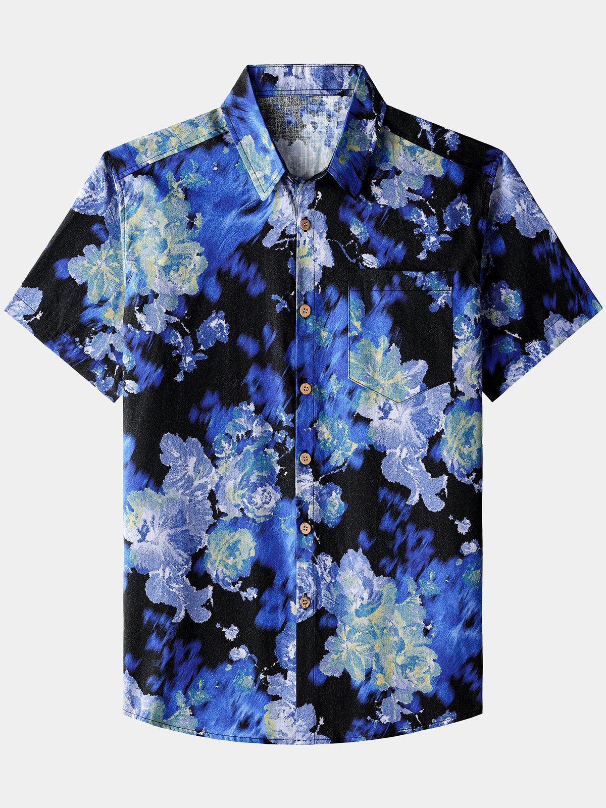 Men’s Tie Dye Floral Short Sleeve Button Up Breathable Cool Casual Shirt