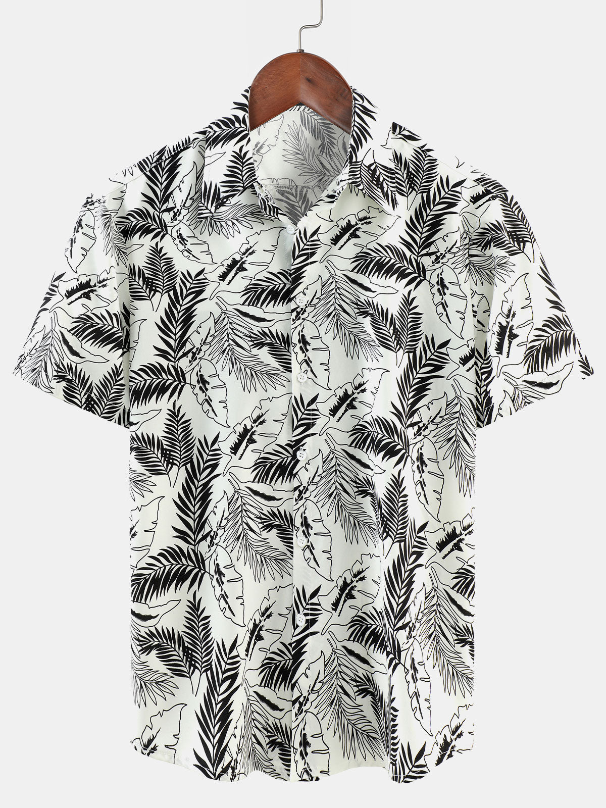 Men's Tropical Print Beach Summer Short Sleeve Shirt