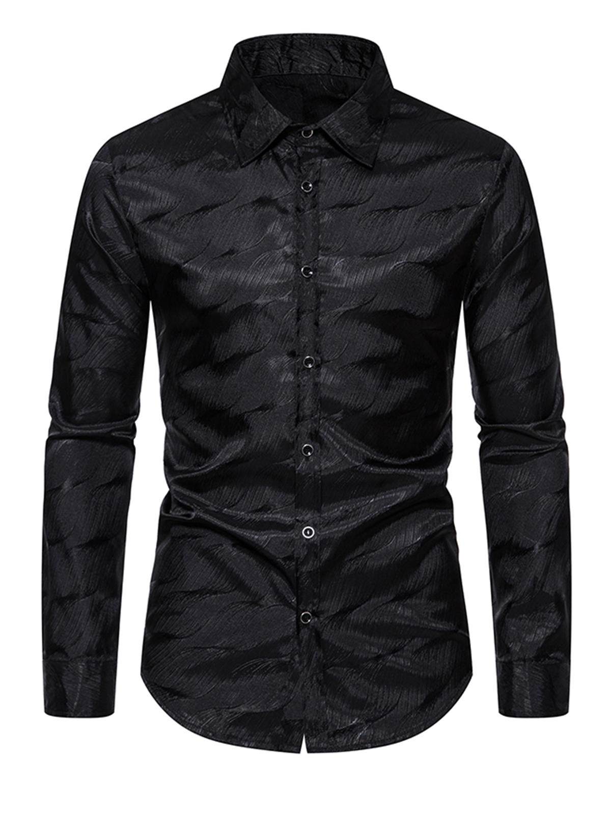 Men's Casual Party Button Up Jacquard Disco Long Sleeve Dress Shirt