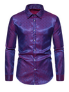 Men's Jacquard Party Disco Button Up Casual Long Sleeve Dress Shirt