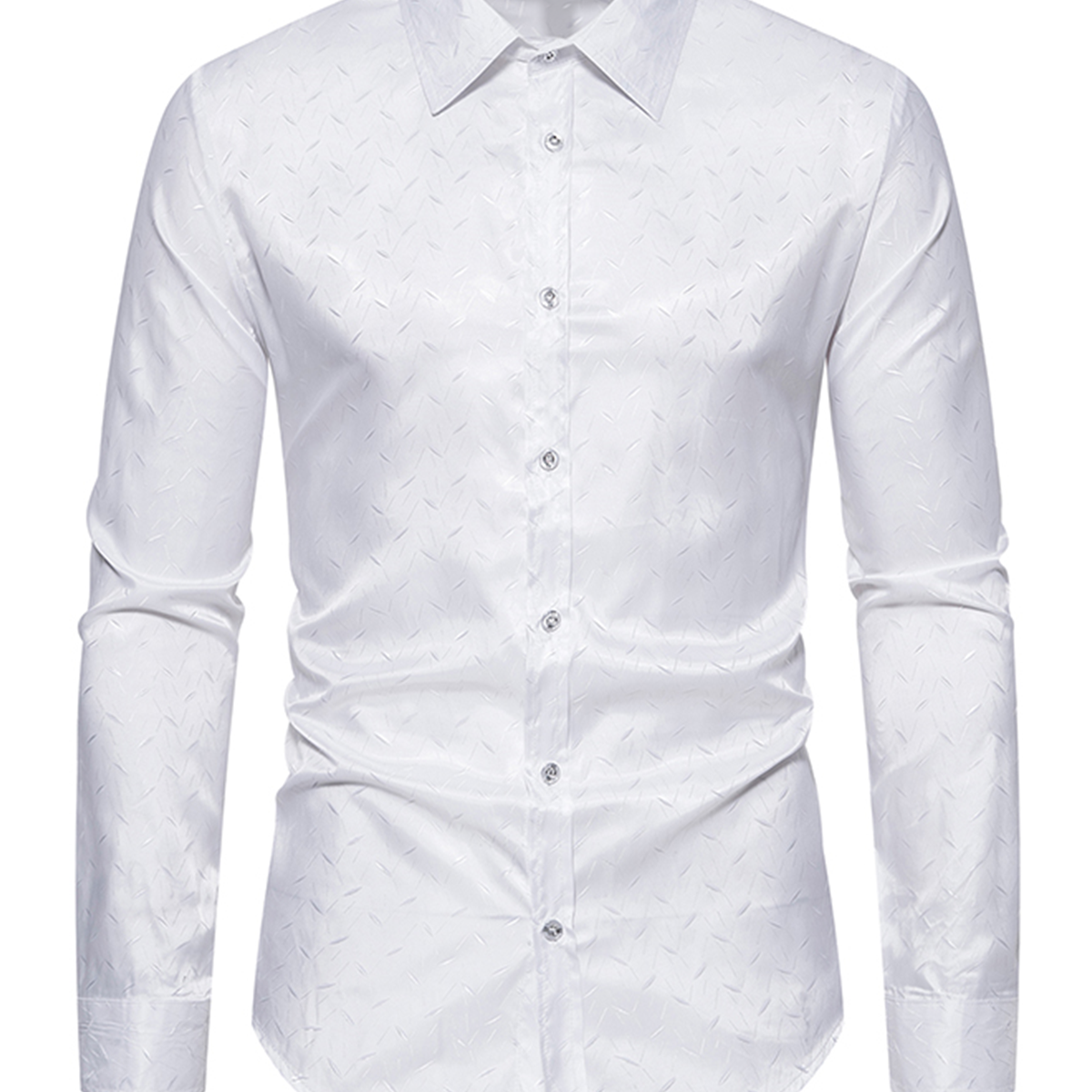 Camisa de vestir informal de manga larga con botones y discoteca para fiesta de jacquard para hombre