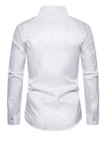 Men's Jacquard Party Disco Button Up Casual Long Sleeve Dress Shirt