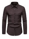 Men's Solid Color Button Up Long Sleeve  Classic Casual Shirt