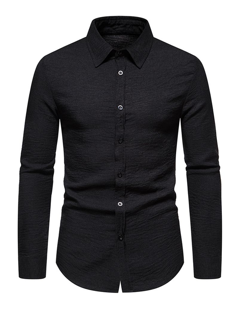 Men's Casual Solid Color Button Up Long Sleeve Shirt