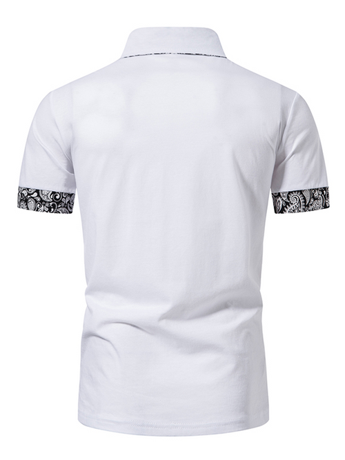 Men's Paisley Print Sports Casual Cotton Short Sleeve Polo Shirt