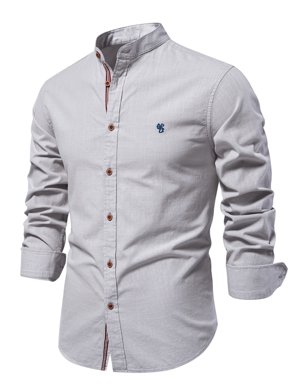 Men's Solid Color 100% Cotton Button Up Long Sleeve Shirt