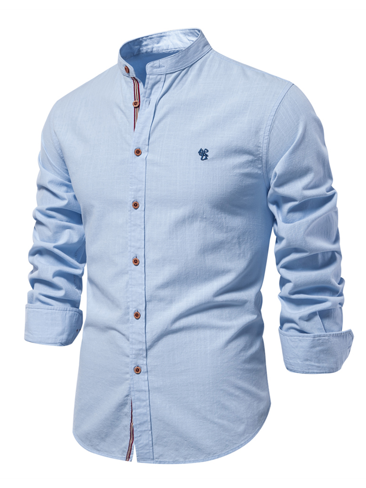 Men's 100% Cotton Breathable Casual Solid Color Button Up Long Sleeve Shirt
