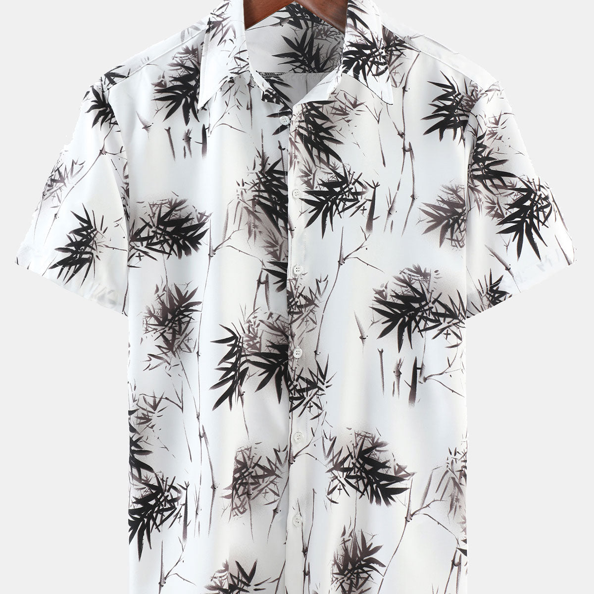Men's Summer Bamboo Beach Casual Button Up Short Sleeve Shirt