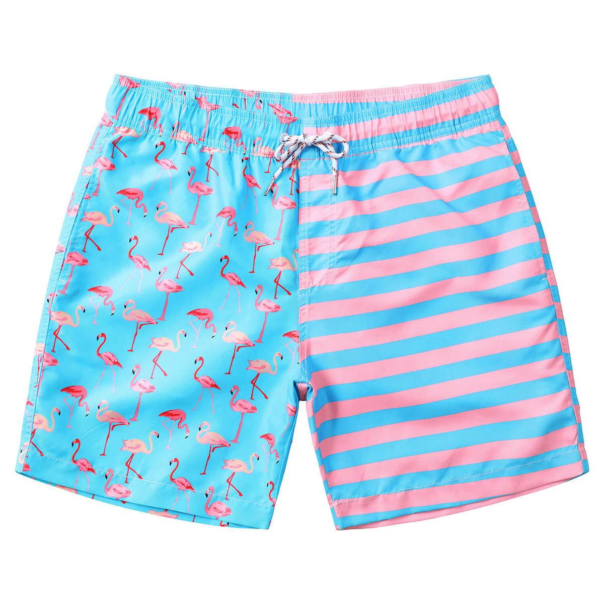 Men's Summer Funny Print Striped Quick Dry Swimming Trunks