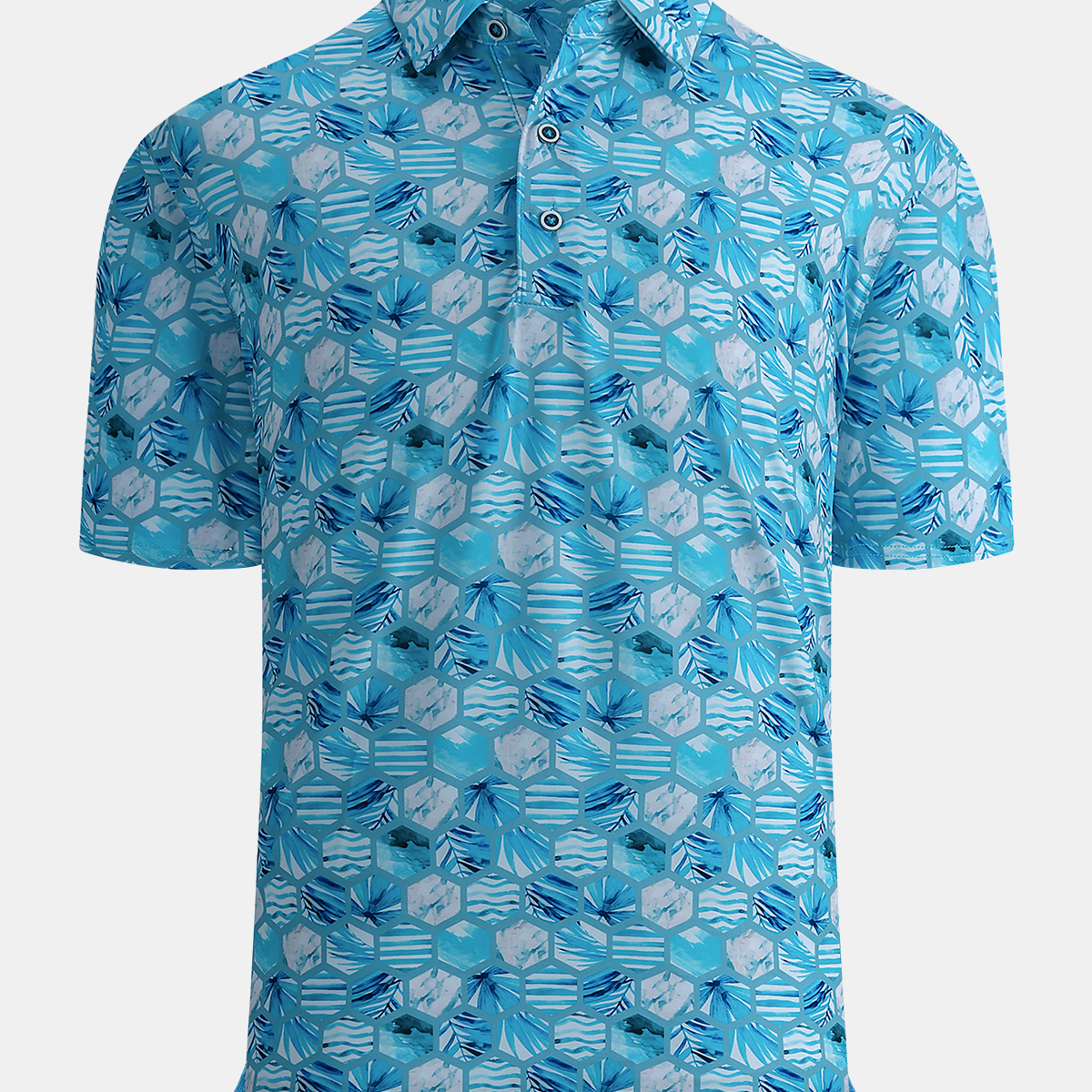 Men's Tropical Print Moisture Wicking Performance Polo Short Sleeve Summer Hawaiian Golf Shirt