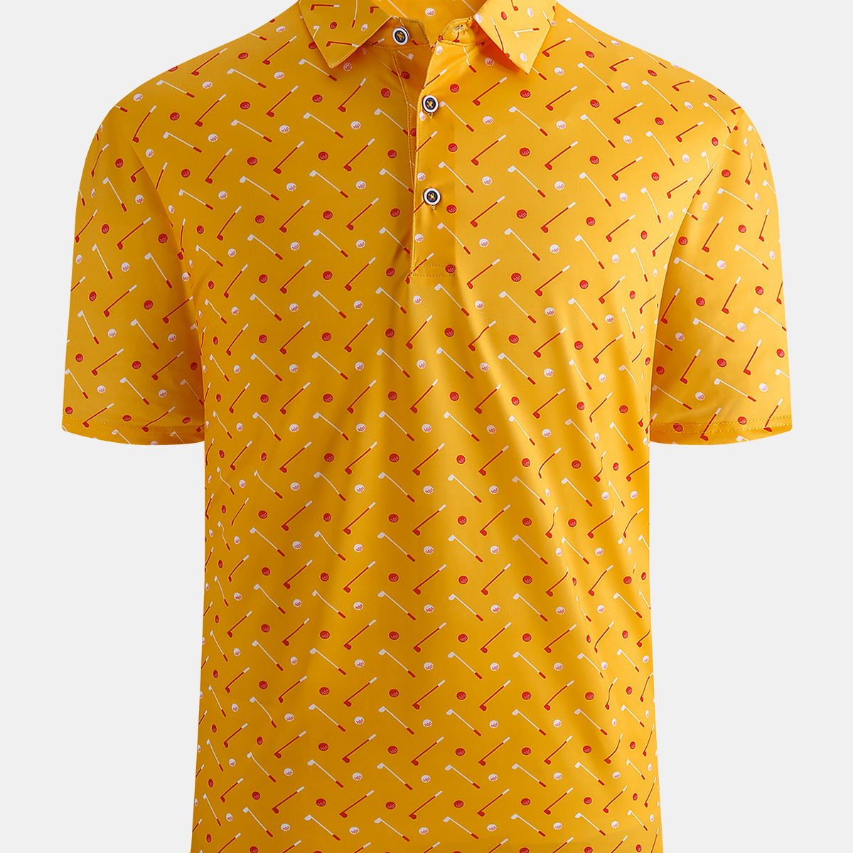 Men's Summer Funny Golf Print Moisture Wicking Performance Polo Short Sleeve Shirt