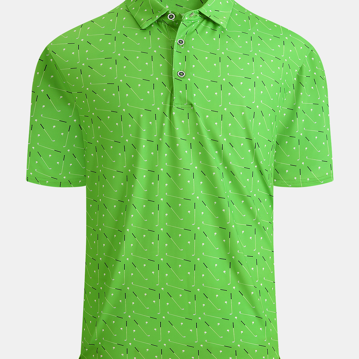 Men's Summer Funny Golf Print Moisture Wicking Performance Polo Short Sleeve Shirt