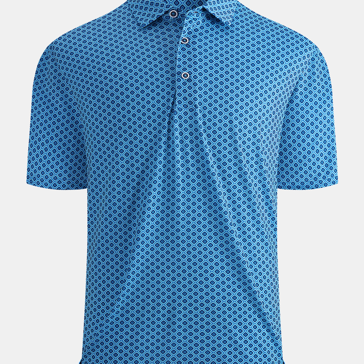 Men's Geometric Print Moisture Wicking Performance Polo Short Sleeve Hawaiian Golf Shirt