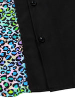 Men's 50's Leopard Print Button Up Cotton Bowling Summer Short Sleeve Shirt