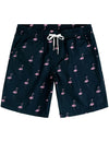 Men's Blue Flamingo Beach Button CottonSummer Shirt and Shorts Set