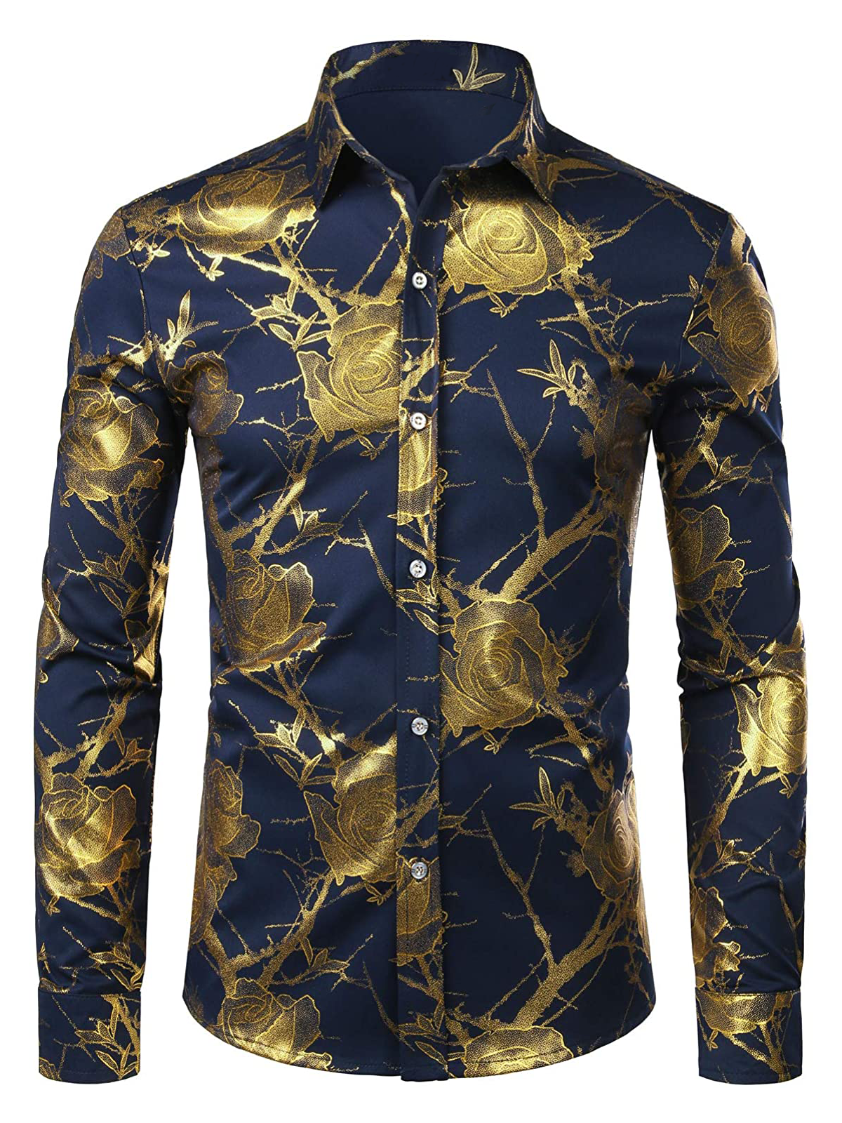 Men's Floral Print Long Sleeve Shirt