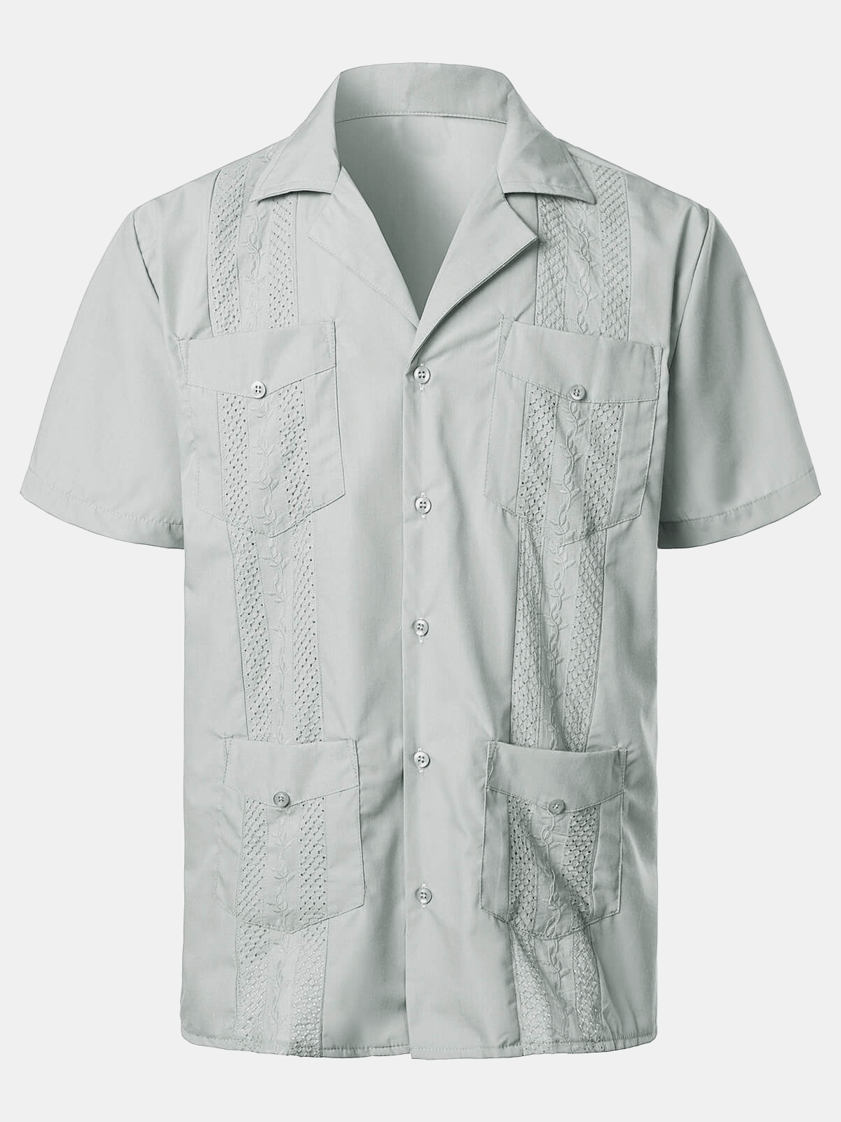 Men's Embroidery Cuban Guayabera Summer Cool Short Sleeve Button Up Shirt
