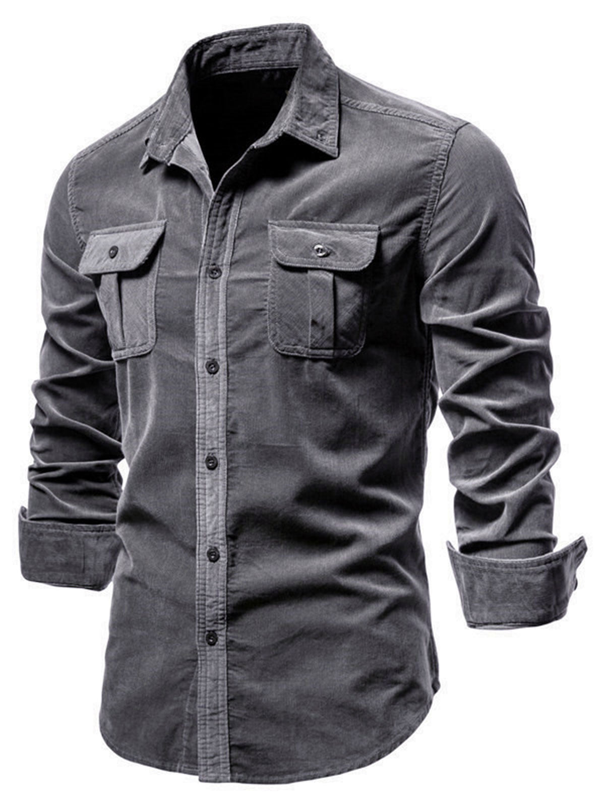Men's Breathable Cotton Solid Color Classic Long Sleeve Shirt
