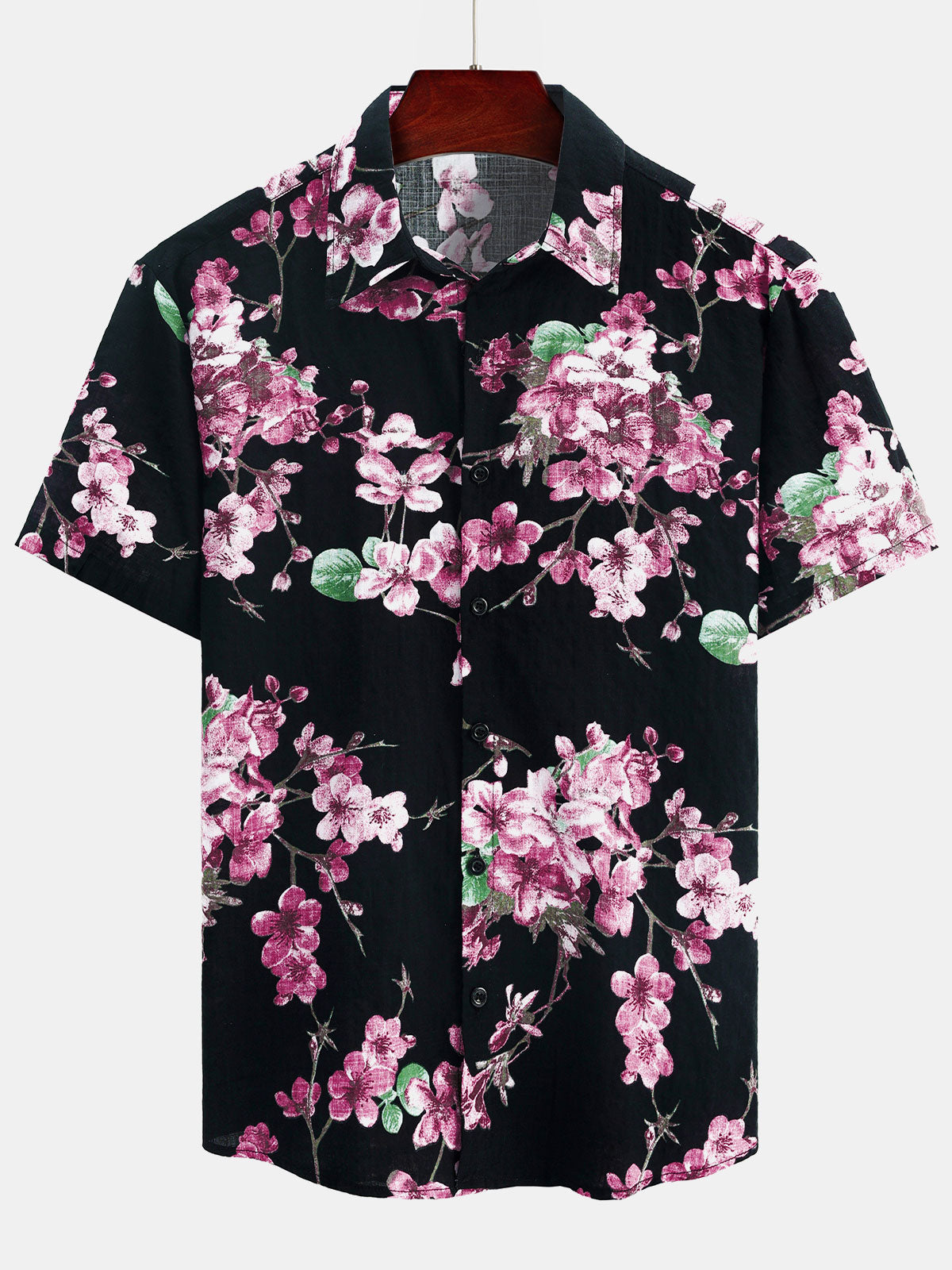 Men's Breathable Cotton Floral Summer Beach Short Sleeve Hawaiian Shirt
