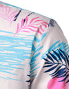 Men's Casual Tropical Island Vacation Hawaiian Pink Button Short Sleeve Shirt