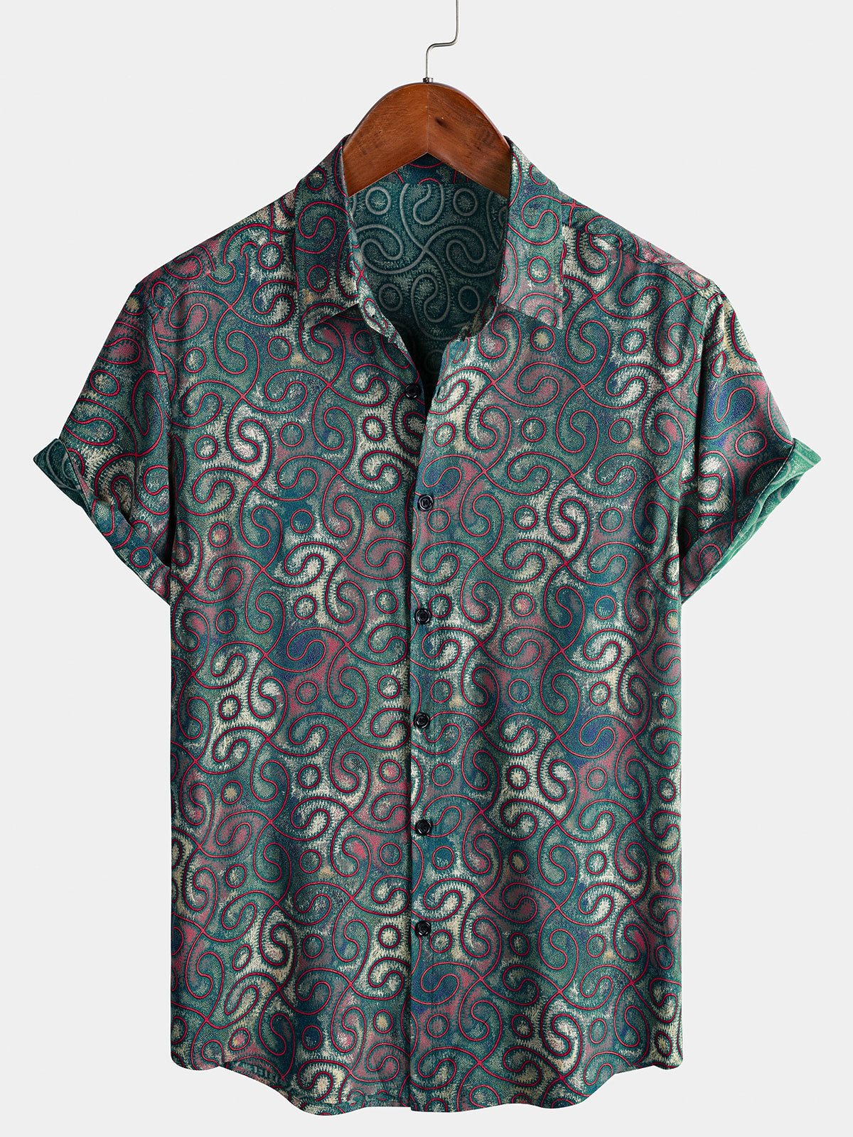 Men's Casual Soft Button Up Vintage Short Sleeve Shirt